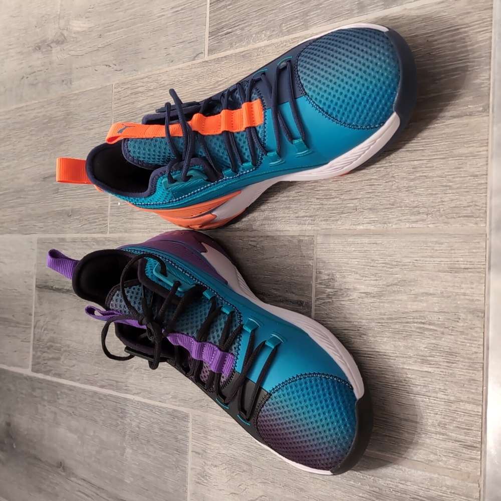 Puma Men's Blue and Orange Basketball Sneakers - Picture 5 of 6
